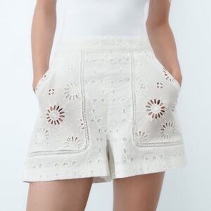 Zara Embroidered Eye High Rise Shorts